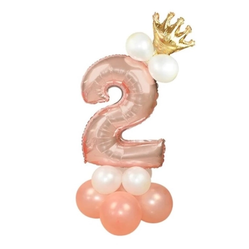 Balony dekoracja na urodziny różowy złoty cyfra 2
